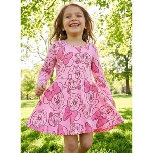 Disney Minnie‎ Mouse Girls Toddler Size: 2T Dress Pink Pullover Long Sleeve NWT
